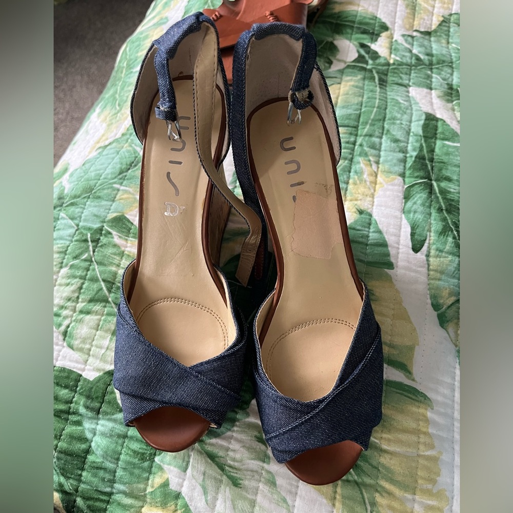 Denim wedge sandals